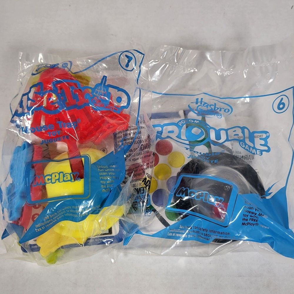 2 Hasbro‎ Games Happy Meal McDonalds Toys 2018 #6 Trouble #7 Mousetrap